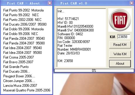  FIAT KM TOOL OBDII Cable  Mileage Correction Kits