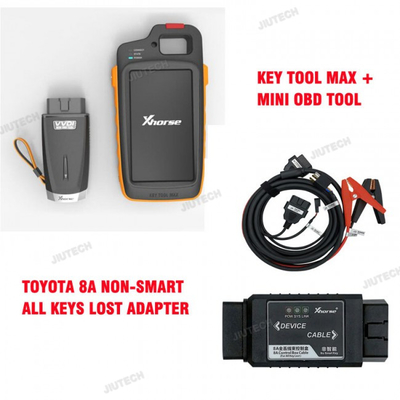 Xhorse VVDI Key Tool Max + MINI OBD Tool + Toyota 8A All Keys Lost Adapter + Renew Cable