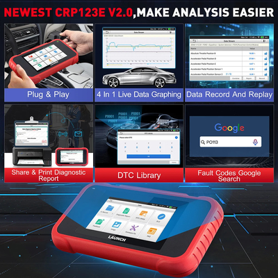 2024 New- LAUNCH X431 CRP123E V2.0 Car OBD2 Diagnostic Tools Auto OBD Scanner ABS SRS Engine AT+ 7 Reset Service Free Up