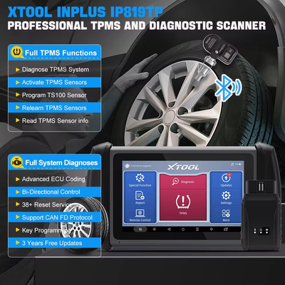 XTOOL InPlus IP819TP TPMS Programming Scanner Bluetooth Car Diagnostic Tools ECU Coding Key Programmer 31+ Services With
