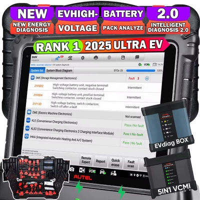 AUTEL MaxiSYS Ultra EV Advanced EV Diagnostics with MaxiFlash VCMI High-voltage System Diagnostics Battery Pack Diagnostics SOC & SOH Analysis