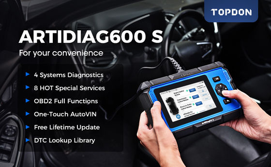 TOPDON Artidiag 600S (AD600S) Mid-Level Diagnostic Scanner 4-System Coverage, Bi-Directional Control 8 Reset Services Free Lifetime Updates