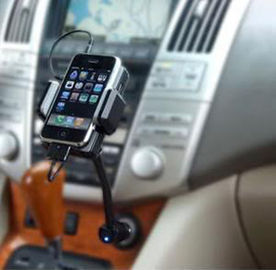 Dc 12v, Vehicle Power Black Fm Transmitter + Car Charger For Iphone 3gs 3g Ipod Touch