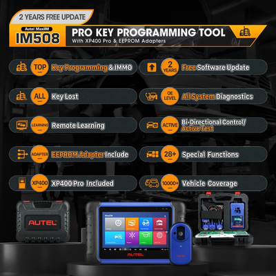 Autel Program Scanner IM608 Pro Key FOB Programming Tool Complete Set Diagnostic Scanner, Top IMMO Functions, ECU Coding