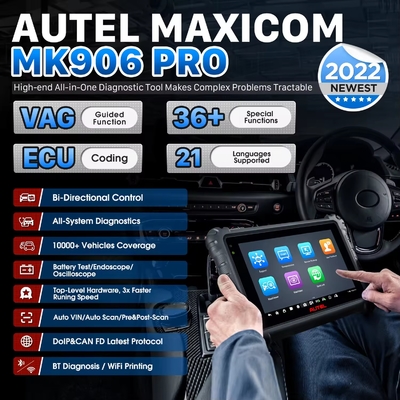 Autel MaxiCOM MK906S PRO Scanner Upgraded of MS906 Pro/MK906BT/MK906 Pro Diagnostic Tool with Advanced ECU Coding Bi-Directional Control 36+ Services