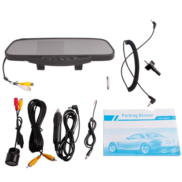 DC 9-15V Car Rear View Mirror With 3.5" Tft And Camera /Dual Stereo Louder Speaker